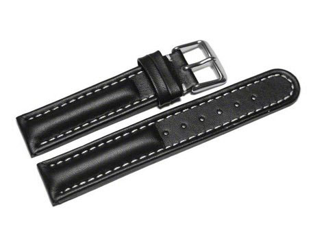 Uhrenarmband 20mm glattes Leder schwarz