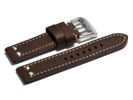 Uhrenarmband 20mm dunkelbraun mit 2 Nieten