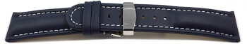 Uhrenarmband Kippfaltschließe Leder glatt dunkelblau 18mm 20mm 22mm 24mm