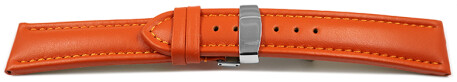 Uhrenarmband Kippfaltschließe Leder glatt orange 18mm 20mm 22mm 24mm