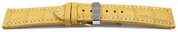 Kippfaltschließe - Uhrenarmband - Leder - Kroko - gelb