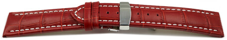 Uhrenarmband Kippfaltschließe Leder Kroko rot 18mm 20mm 22mm 24mm