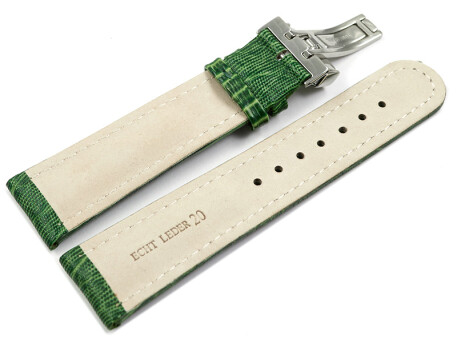 Kippfaltschließe - Leder - Uhrenarmband - Teju look - grün
