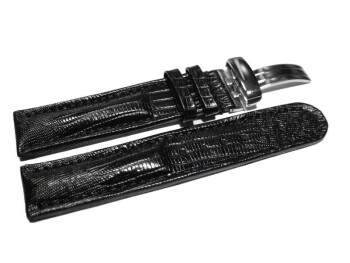 Uhrenarmband Kippfaltschließe Leder Teju look schwarz 18mm 20mm 22mm 24mm