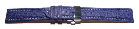 Uhrenarmband mit Butterfly Schließe echt Hai dunkelblau 18mm 20mm 22mm 24mm