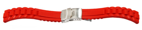 Faltschließe Uhrenarmband Silikon Design rot 16mm 18mm 20mm 22mm 24mm