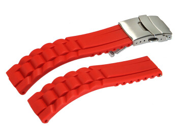 Faltschließe - Uhrenarmband Silikon - Design - rot 16mm