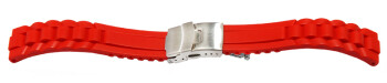 Faltschließe - Uhrenarmband Silikon - Design - rot 20mm