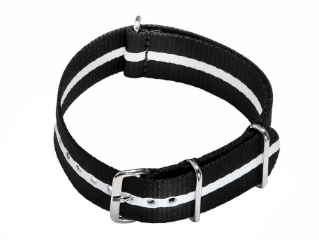 Uhrenarmband - Nylon - Nato - schwarz - weißer...