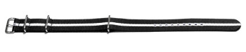 Uhrenarmband - Nylon - Nato - schwarz - weißer Mittelstreifen