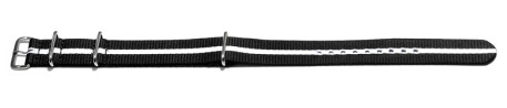 Uhrenarmband - Nylon - Nato - schwarz - weißer Mittelstreifen 22mm