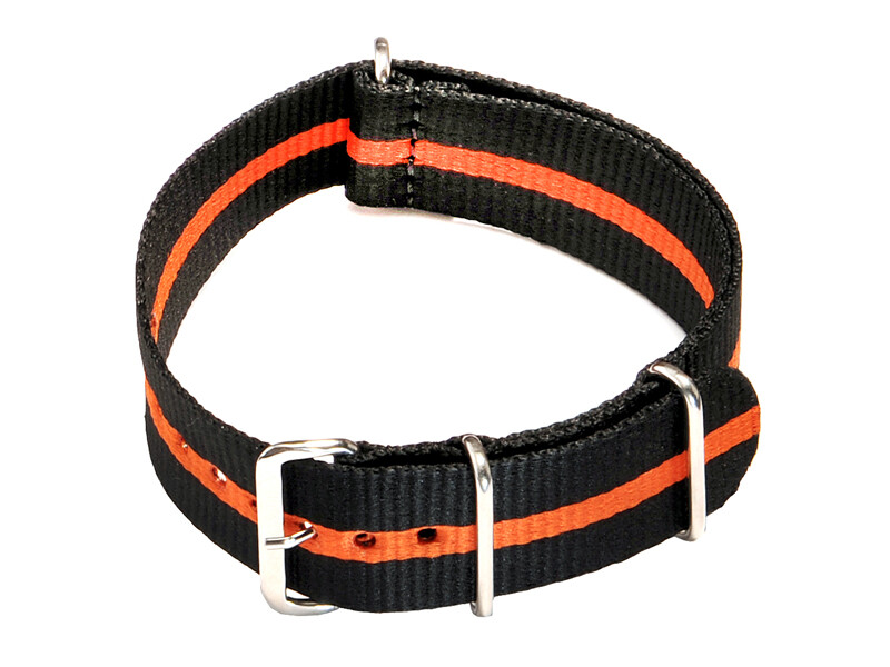 Uhrenarmband NATO schwarz mit orangem Mittelstreifen