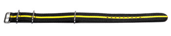 Uhrenarmband - Nylon - Nato - schwarz - gelber Mittelstreifen 22mm