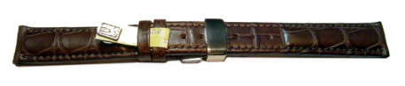 Uhrenband mit Butterfly echt Louisiana Kroko dunkelbraun 18mm 20mm 22mm