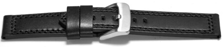 Uhrenarmband Leder Doppelnaht schwarz 20mm 22mm 24mm