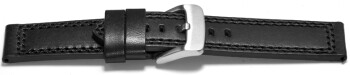 Uhrenarmband - Leder - Doppelnaht - schwarz - 20mm