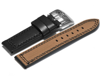 Uhrenarmband - Leder - Doppelnaht - schwarz - 20mm