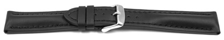 Uhrenarmband - Leder - stark gepolstert - hydrophobiert - schwarz - 18mm Stahl