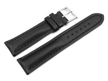 Uhrenarmband - Leder - stark gepolstert - hydrophobiert - schwarz - 22mm Stahl