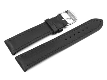 Uhrenarmband - Leder - stark gepolstert - hydrophobiert - schwarz - 22mm Stahl