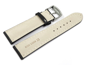 Uhrenarmband - Leder - stark gepolstert - glatt - schwarz 18mm Stahl