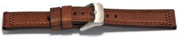 Uhrenarmband - Leder - Doppelnaht - dunkelbraun - 22mm