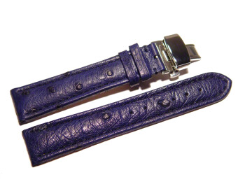 Uhrenband mit Butterfly echt Strauss dunkelblau 18mm 20mm 22mm 24mm