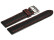 Uhrenarmband - Leder - schwarz - rote Naht - 24mm Stahl