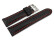 Uhrenarmband - Leder - stark gepolstert - glatt schwarz - rote Naht 18mm Stahl