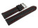 Uhrenarmband - Leder - stark gepolstert - glatt schwarz - rote Naht 22mm Stahl