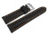 Uhrenarmband - Leder - stark gepolstert - glatt schwarz - orange Naht 20mm Stahl