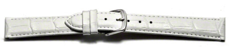 Uhrenarmband - echt Leder - Kroko Prägung - weiß - 8-22 mm