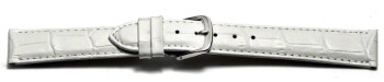 Uhrenarmband - echt Leder - Kroko Prägung - weiß - 8mm Stahl