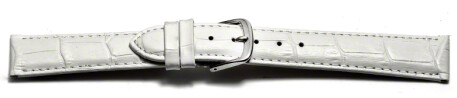 Uhrenarmband - echt Leder - Kroko Prägung - weiß - 16mm Stahl