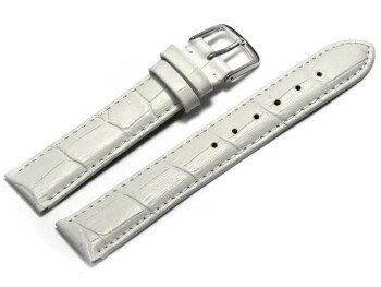 Uhrenarmband - echt Leder - Kroko Prägung - weiß - 18mm Stahl