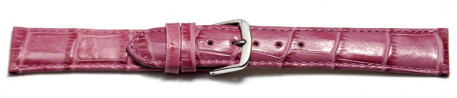 Uhrenarmband - echt Leder - Kroko Prägung - himbeerfarben - 22mm Stahl