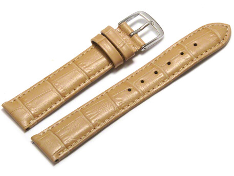 Uhrenarmband - echt Leder - Kroko Prägung - sand - 8-22 mm