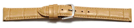 Uhrenarmband - echt Leder - Kroko Prägung - sand - 10mm Stahl