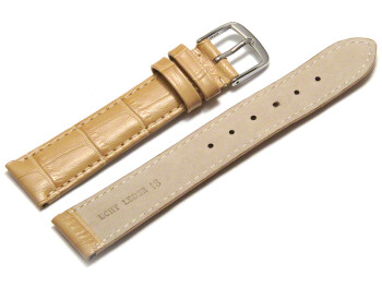 Uhrenarmband - echt Leder - Kroko Prägung - sand - 10mm Stahl