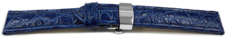 Uhrenarmband mit Butterfly Schließe echt Leder African blau 18mm 20mm 22mm 24mm