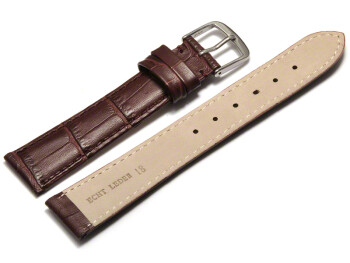 Uhrenarmband - echt Leder - Kroko Prägung - bordeaux - 8mm Stahl