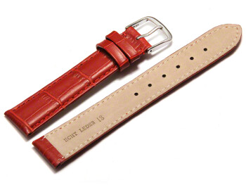 Uhrenarmband - echt Leder - Kroko Prägung - rot - 8mm Stahl