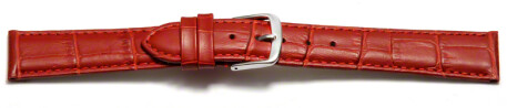 Uhrenarmband - echt Leder - Kroko Prägung - rot - 12mm Stahl