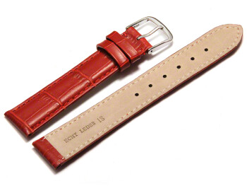 Uhrenarmband - echt Leder - Kroko Prägung - rot - 12mm Gold
