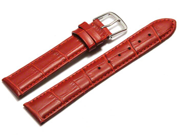 Uhrenarmband - echt Leder - Kroko Prägung - rot - 18mm Stahl