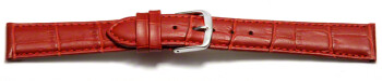 Uhrenarmband - echt Leder - Kroko Prägung - rot - 22mm Stahl
