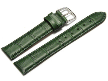 Uhrenarmband - echt Leder - Kroko Prägung - grün 20mm Stahl