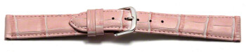 Uhrenarmband - echt Leder - Kroko Prägung - rosa 8mm Stahl