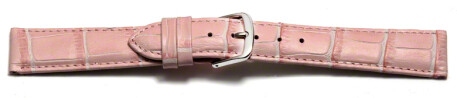 Uhrenarmband - echt Leder - Kroko Prägung - rosa 14mm Stahl