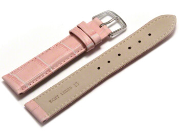 Uhrenarmband - echt Leder - Kroko Prägung - rosa 16mm Stahl
